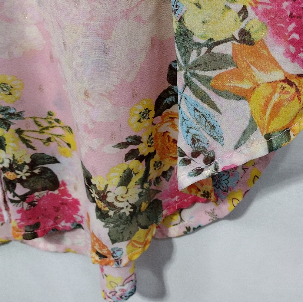Hope Springs Floral Button Shirt Womens XXL Pink Cottagecore Barbiecore Retro - Picture 4 of 8
